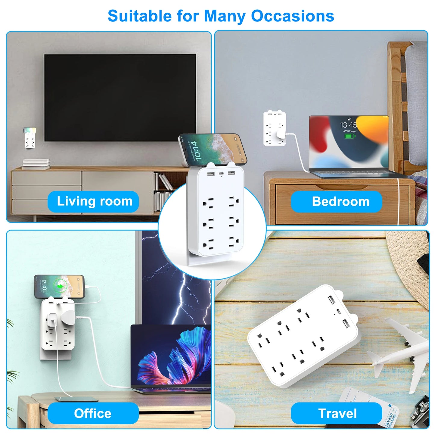 USB Surge Protected Power Outlet Extension